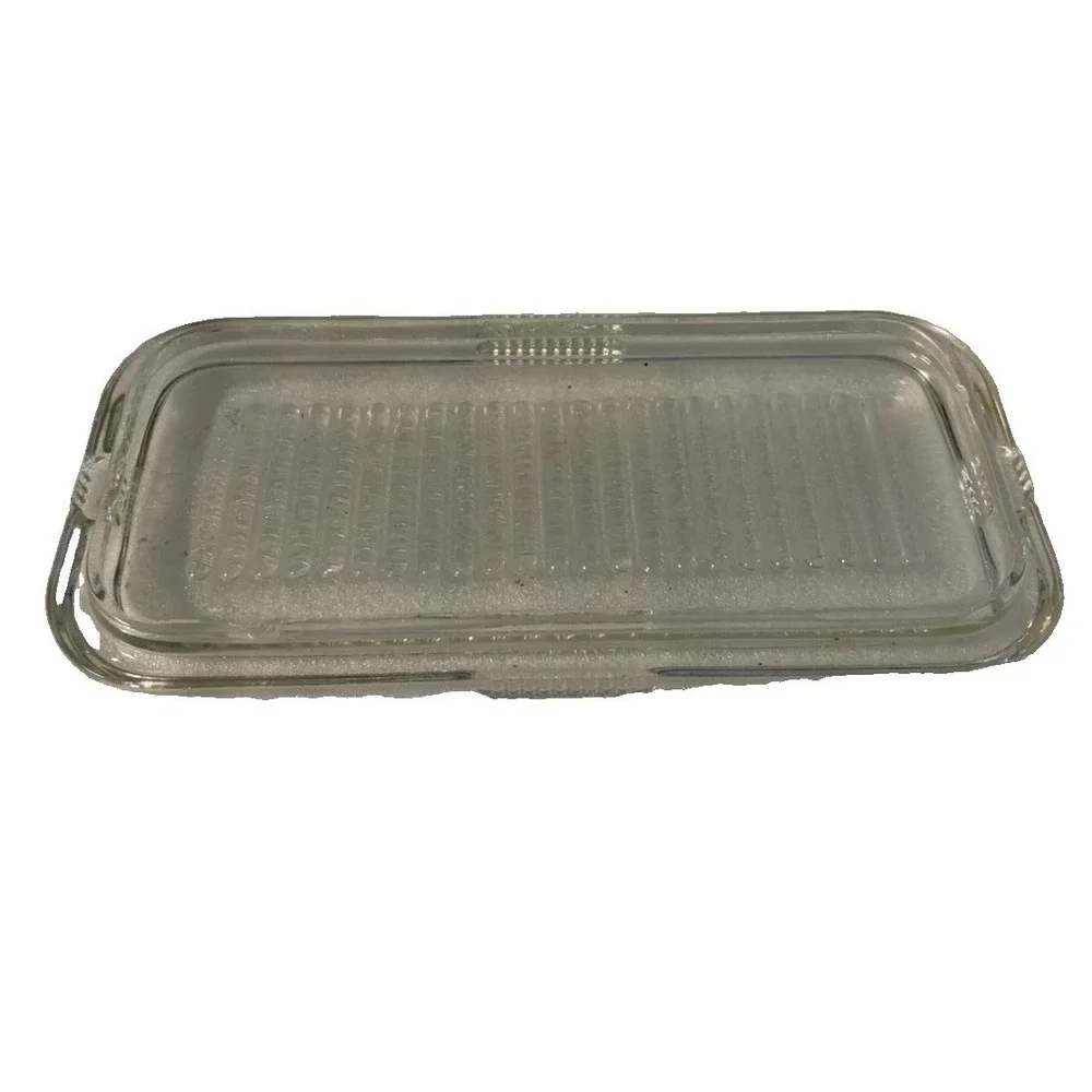 Vintage Clear Glass Refrigerator Dish Lid Ribbed Replacement 9